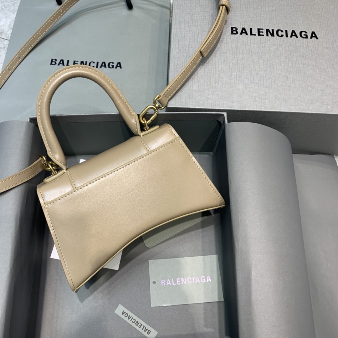 Balenciaga Hourglass XS Handbag Box Calfskin Shoulder Bag Apricot